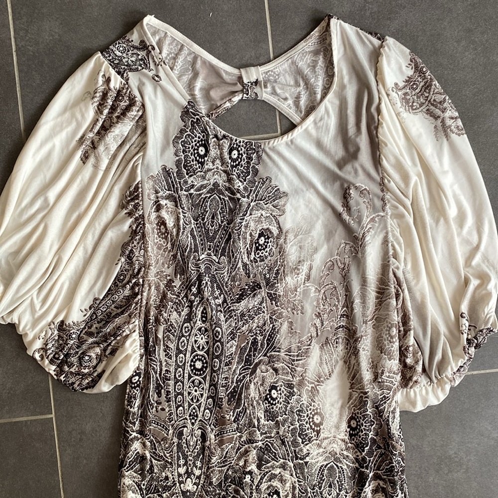 Roberto Cavalli tank, black cream jersey knit long tunic blouse women’s medium‎